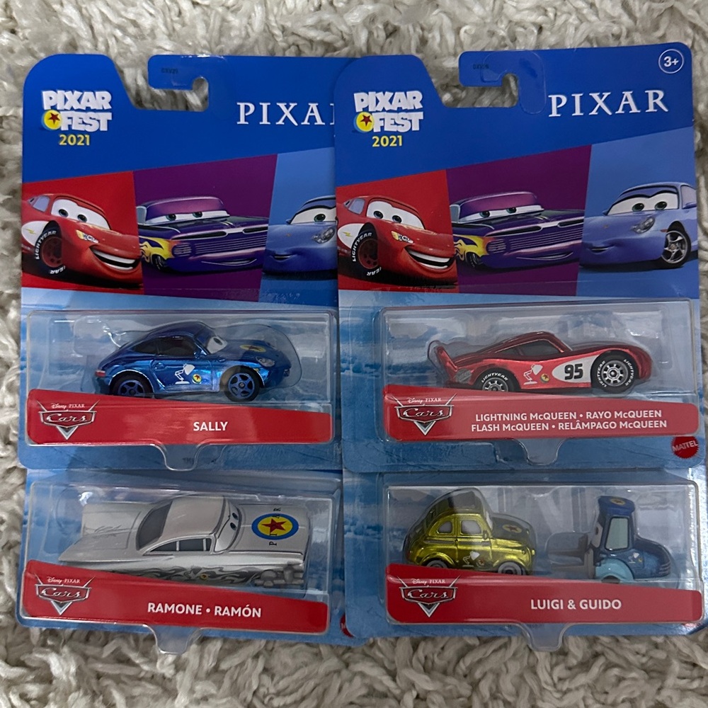 Mattel Pixar Fest Set of 4 Cars Lighting McQueen, Sally, Ramone, Luigi & Guido